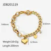 Nuevo diseño 18k chapado en oro Ot Hebilla Brazaletes de moda con circón Corazón Joyería Acero inoxidable Chunky Cuban Link Pulsera