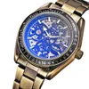 Gagnant des vestes 2018 Nouvelles montres mécaniques de mode Men Top Top Brand Blue Blue Verre Automatic Automatic Male Male Innewless Steel Skeleton Clocks