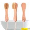 DHL Bristle Face Bath Brush for Women Men Oval Massage Brushes Wooden Handle Natural Fine Bristle with Hanging Rope JN10