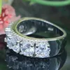 Cluster Rings 26x7mm Princess Cut 5.8g White Sapphire CZ Women Bride Engagement Silver Wholesale Drop