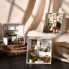 Dekoratif Objeler Figürinler DIY 3D Birleştirin El Yapımı Dollhouse Ahşap Ev Minyatür Mobilya Kiti Ev Dekorasyonu için LED'li Bina Kitleri Çocuk Hediyesi 230629