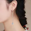 Boucles d'oreilles pendantes rondes CZ Zircon lien laiton or blanc couleur goutte à travers la chaîne longue pour femmes filles bijoux Aretes Orecchini
