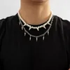 Collane con ciondolo Punk Perle di perle Catena Spikes Croce Collana Uomo Hiphop Layered Choker in acciaio inossidabile Set 2023 Gioielli di moda 230613