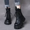 Boot Lace Up Lace Up Comfort Lady Platform Shoes Warm Non Slip Retro Chunky Ankle Motorcykel Kvinna Botas de Mujer 230628