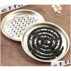 Pest Control Stainless Steel Mosquito Coil Holder Fireproof Sandalwood Incense Burner Indoor Outdoor Cam Use Portable Repellent Drop Dhjnj