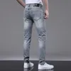 Men's Jeans designer High end men's jeans, spring and summer new products, slim fitting elastic small feet, version, trendy embroidery mix match style,