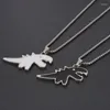 Kettingen zwart-wit dubbelzijdig druppelolie dinosaurus hiphop ketting zonder vervaging schattig dier trui ketting paar accessoires