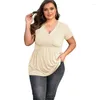 Kvinnors T-skjortor överdimensionerade T-shirts Kort ärm V-ringning Tees Women Top Plus Size Tops Summer Clothing 2023 Spring Large Y 2K