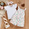 Rompers Ma Baby 3 24M Born Spädbarn Baby Girls Kläder Set Floral Print Jumpsuit Overalls Knit T Shirt Tops Summer Outfits 230628