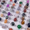 30 Pieceslot Rainbow Natural Band Gem Stone Rings For Women Men Mix Bohemian Style Designs Couples Designer Jewelry Engagement