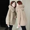 Vrouwen Winter 100% Echte Wol Bontjas Jas Vrouwelijke Bontkraag Capuchon Schapen Scheren Jassen Lady Effen Kleur Jas overjas