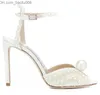 Sandaler av hög kvalitet fin perfekt sacora sandaler vita pärlor bröllop pumpar designer kvinnors höga klackar lyx varumärke fest klänning EU35-42 med Box Z230629