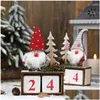 Décorations De Noël Ornement De Bureau Père Noël Gnome Calendrier En Bois Compte À Rebours De L'Avent Accueil Table Décor Jk2010Xb Drop Delivery Dhe3V