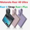 Leather Cases For Motorola Razr 40 Ultra Moto Razr Plus Razr4 Case Finger Strap Bracket Hard Cover