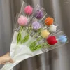 Decorative Flowers Crochet Rose Tulip Flower Handwoven DIY Art Crafts Party Decoration For Wedding Birthday Background