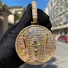 Collane con ciondolo Bubble Letter Solid Back Collana Iced Out Gun Jesus Big Circle Charms Real Gold Plated Hip Hop Jewelry 2022 Trend 230621
