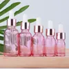 5-100m Pink Glass Bottles E liquid Ejuice Empty Dropper Bottle With Rose Gold Caps For Essential Oil Bhfop