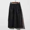 Skirts Latter Rain Japanese Korean Linen Wide Leg Pants Skirt For Women Summer Casual Double Pocket Elastic Waist Long