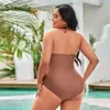 Swim Wear Seaselfie Plus Size Halter Backss One Piece Swimsuit Women Large Size Solid Monokini Baddräkt 2023 Beach Swimwear HKD230628