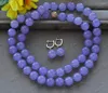 Pendanthalsband Z12489 32 "14mm Lavender Round Jade Bead Necklace Earring CZ