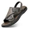 Sandales pour hommes été Peep-toe jeunesse chaussures de plage double usage pantoufles antidérapantes hommes hommes DM-07