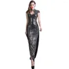 Abbigliamento etnico Abiti da sera con spacco alto di lusso con paillettes argento Abiti da donna Cheongsam da sposa sexy retrò a taglio basso