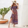 Casual Kleider Sommer Böhmen Kleid Für Frauen Weg Von Der Schulter Urlaub Stil Sommerkleid Elegante Maxi Weibliche Kleidung Strand Outfits