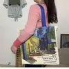 Хозяйственная сумка Холст Плечо Ван Гог Картина маслом Женская повседневная сумка Tote Высококачественный хлопок Многоразовый пляж 230628