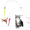 Cat Toys Pet Teaser Toy Wire Danger Wand Feather Plush Fish Caterpillar Interactive Fun Ovar Spela JK2012ph Drop Delivery Ho DHWA2