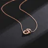 Pendant Necklaces Double rings designer necklace love diamond plated gold necklace elegant exquisite chains for men screw iced out pendant Z230629