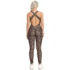 Womens Jumpsuits Rompers Sexy Leopard Snakeskin Backless Women Sport Bodysuits Backcross Sleeveless Overalls For Women Female Jumpsuit Fitness Gym Le J230629