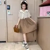 Girl Dresses Kids For Girls 2023 Fashion Medium and Big Children Knee Length Casual Sailor Collar Preppy Style Princess Dress