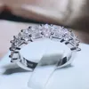 Cluster Rings Luxury Full Diamond White Zirconia Claw Set Ring Women 925 Stamp Fashion Party Wedding Jewelry Gift Commercio all'ingrosso