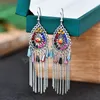 Luxe multicolore bohème cristal chaîne gland boucles d'oreilles pour les femmes goutte d'eau mariage mariée balancent boucles d'oreilles bijoux de mode