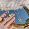 Wedding Jewelry Sets Kiss Charm Opal Butterfly Necklace Earring Set for Women Temperament Korean Fashion Choker Stud 230627