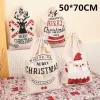 Santa Sacks Christmas Decorations Gift Drawstring Canvas Large Santa Claus Gift Bags Wholesale