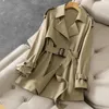 Women's Trench Coats Solid Women Autumn 2023 Turn-Down Collar Belt Long-Sleeved Elegant Office Lady Outwear Jackets Tops