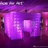 3x3x2.4m with lights High Quality Nice Huge Inflatable Led Photo Booth Enclosure Photo Cabinet Cubic With Changing Lights
