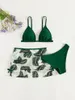 Damenbadebekleidung 2023 Kind Mädchen Badeanzüge Badeanzug Wraps für feste Bikinioberteile Unterhosen Rüschenrock Kinder 3-teiliges Set