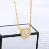 Pendant Necklaces Colorful Love Green Opal Stainless Steel Glamour Fashion Necklace For Women Jewelry Gold Chain Clavicle Mujer Bijoux