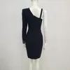 Повседневные платья Женские оптом Stretch Strap Mini Bandage Dress Cocktail Party Ladies Mesh Beading Black Bodycon One Long Sleeve Robe