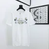 American T-shirt with front and back floral letters printed high street design T-shirt short sleeved large men's T-shirt trend hip-hop loose half sleeved T-shirt