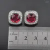 Collier boucles d'oreilles ensemble zircon rouge carré bijoux de mariage femmes couleur argent boucles d'oreilles/pendentif/collier/bagues boîte-cadeau gratuite QZ0129