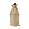 Present Wrap Linen Wine Bags Bottle ERS DString Bag Holder Blank Packaging Christmas Wedding Party Decor 15 Färger Drop Delivery Home G Dhjqx