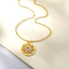 Anhänger Halsketten Runde Sonnenblume Für Frauen Edelstahl Kette Halskette Europa Stil Mode Ethnischen Schmuck
