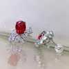 Kolczyki stadnonowe przyjęcie weselne dla kobiet luksus 925 srebro 6 8 mm Ruby High Carbon Diamond Ceeds Colds Fine Jewelry