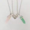 Anhänger Halsketten 2 stücke Freunde Herz Halskette Paar Naturstein Reiki Chakra Geometrische Choker BFF Freundschaft Schmuck Geschenk