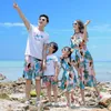 Family Matching Outfits Summer Beach Mother Daughter Dresses Dad Son T shirt Shorts Look Couple Outfit 230628
