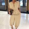 Kobiety Jumpsuits Rompers Women Retro Lopard Button Sumpsuit Summer V Neck Surk Playsiue Elegancki biuro Lady Rompers Beach kombinezon Pocke J230629