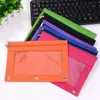 Bags 8 Pack 3 Ring Zipper Pencil Pouch Colorful Fabric Pencil Case Sturdy and Durable Binder Pouch with Clear Window